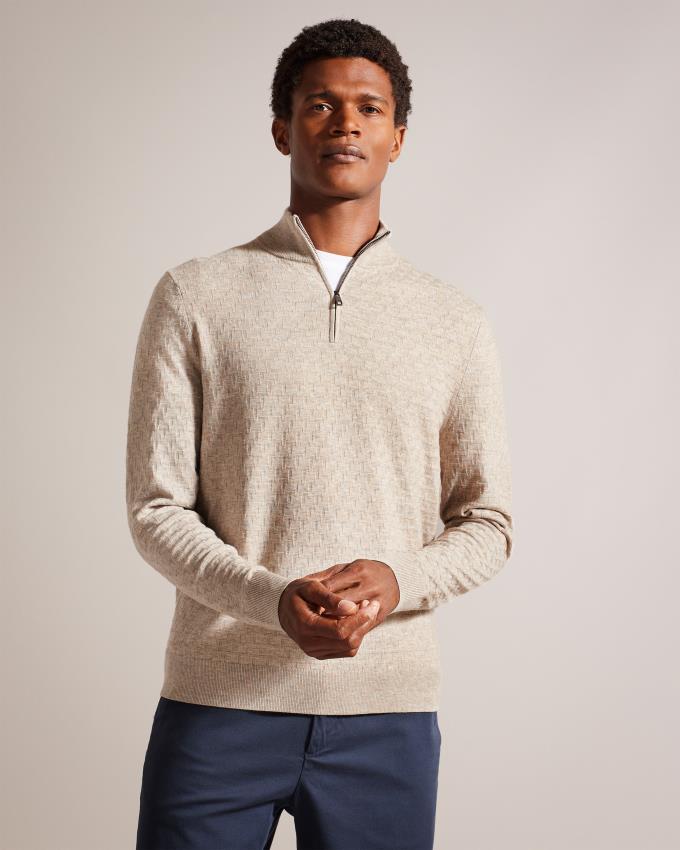 Pull Ted Baker Textured Knit Funnel Neck Marron Marron Homme | DOO-77307332